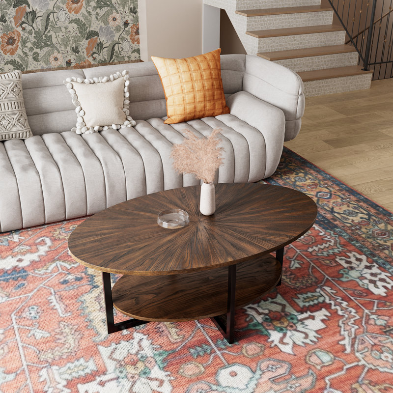 Agora Solid Coffee Table with Storage, Dark Brown