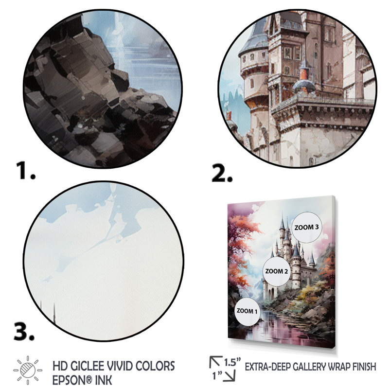«Harigan Castles Enchanted Stronghold V», reproduction d'art sur toile, H 20 po x l 12 po x P 1 po, Toile tendue