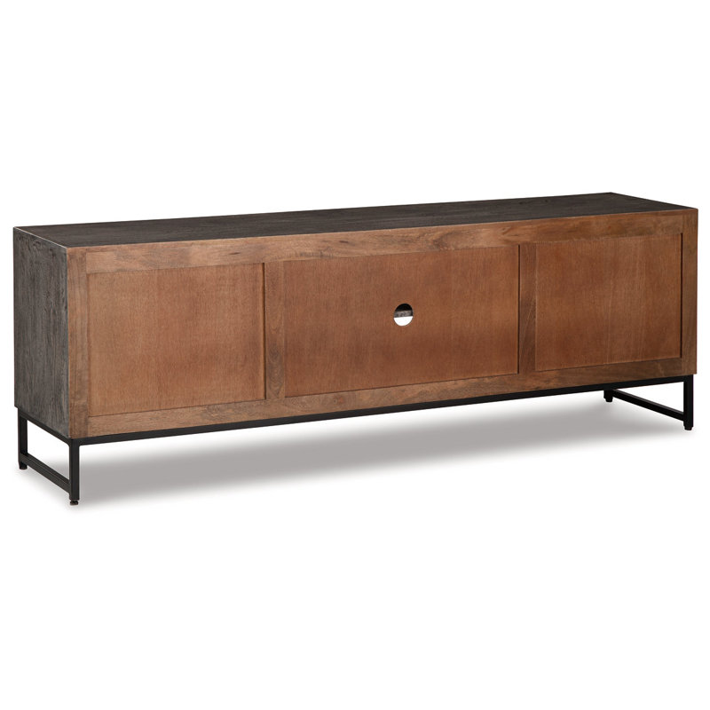 Treybrook Distressed Gray & Black Iron Accent Cabinet