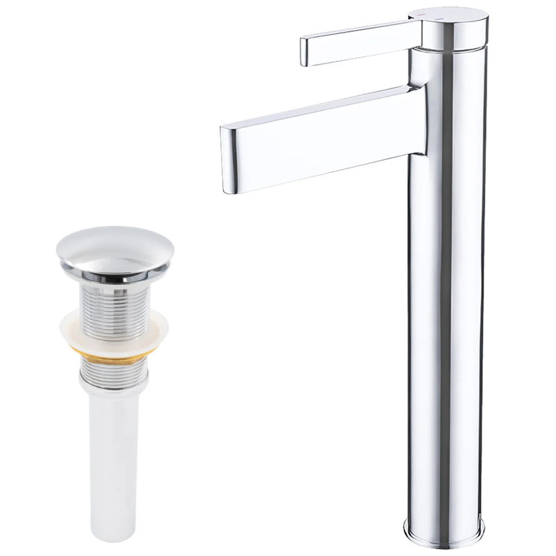 Single-Hole Single-handle Bathroom Faucet with Drain Assembly, Chrome
