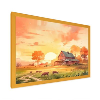 " Burnng Sky At Sunset Farmhouse "