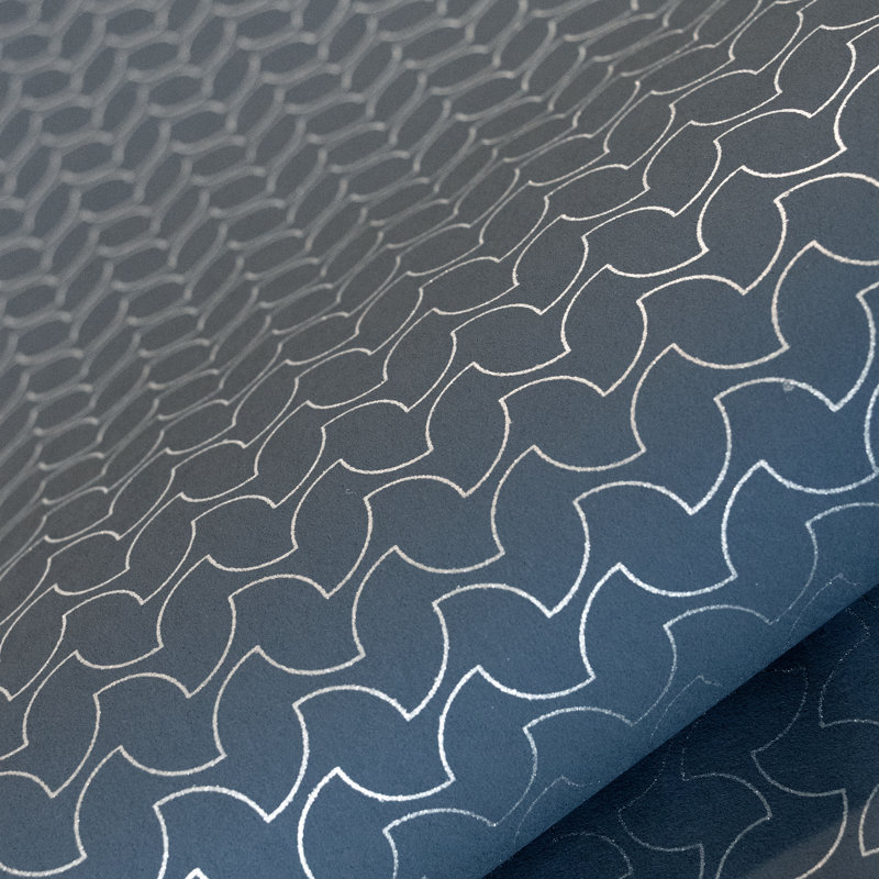 Slow Living Glitter Geometric Lines Wallpaper Roll, Night Blue