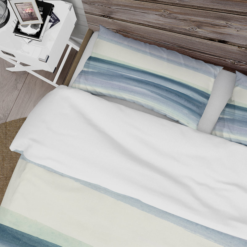 Mint Indigo Dawn I - Ensemble de housse de couette Farmhouse - Microfibre de polyester