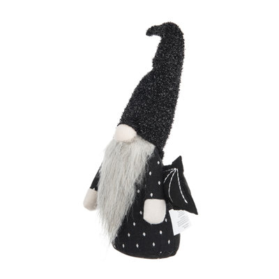10X3x15.5" Fabric Black Gnome With Wings Decor, For Halloween Decor