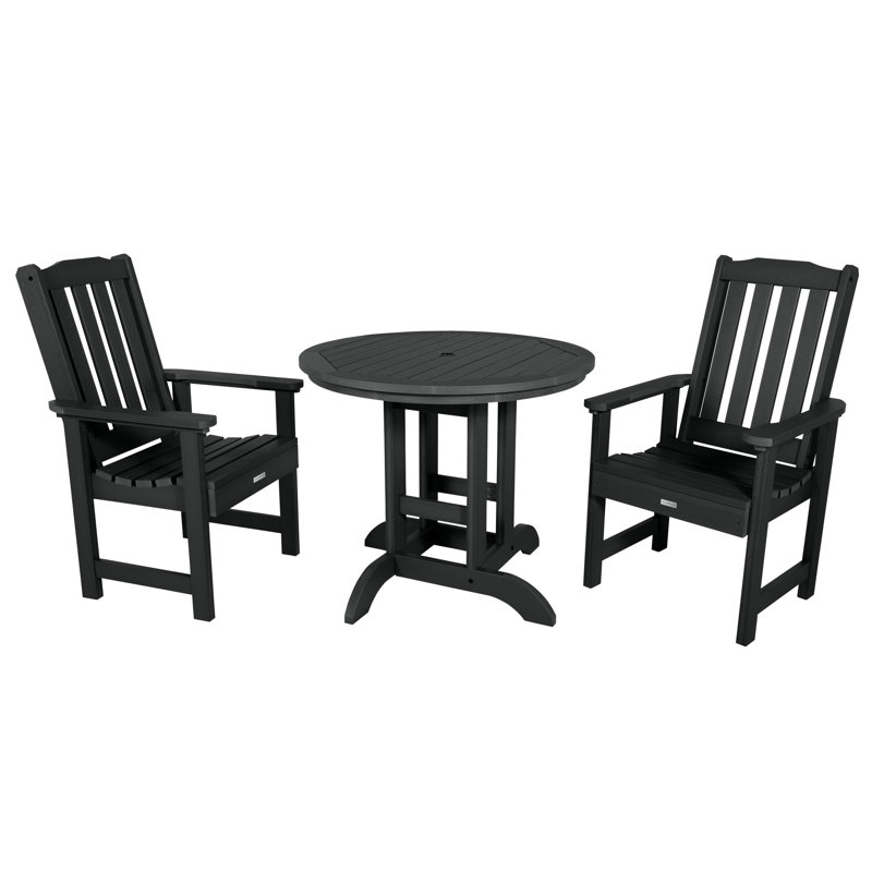 Arbnora 4 - Person Patio Dining Set with Round Table, Black, 2, 30" H x 36" W x 36" D
