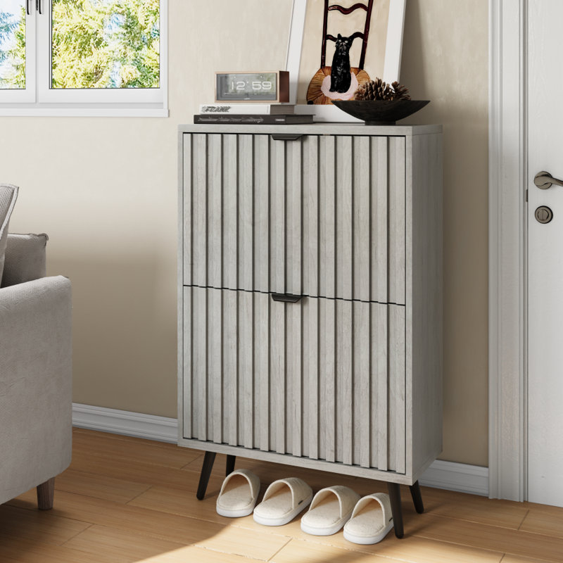 12 Pair Shoe Storage Cabinet, 94 cm H x 60 cm W x 24 cm D, Grey