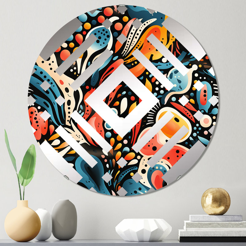 Eclectic Multicolor Ink Carnival - Diamond Decorative Mirror, 23.6" x 23.6"