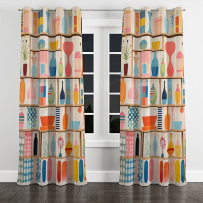 Avelene - Abstract Mid-Century Velvet Grommet Curtain - 1 Panel