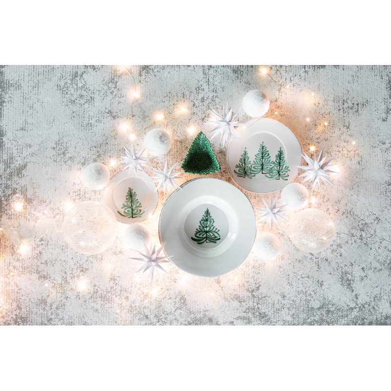 Lastra Holiday Handmade Stoneware Dinnerware - Set of 16