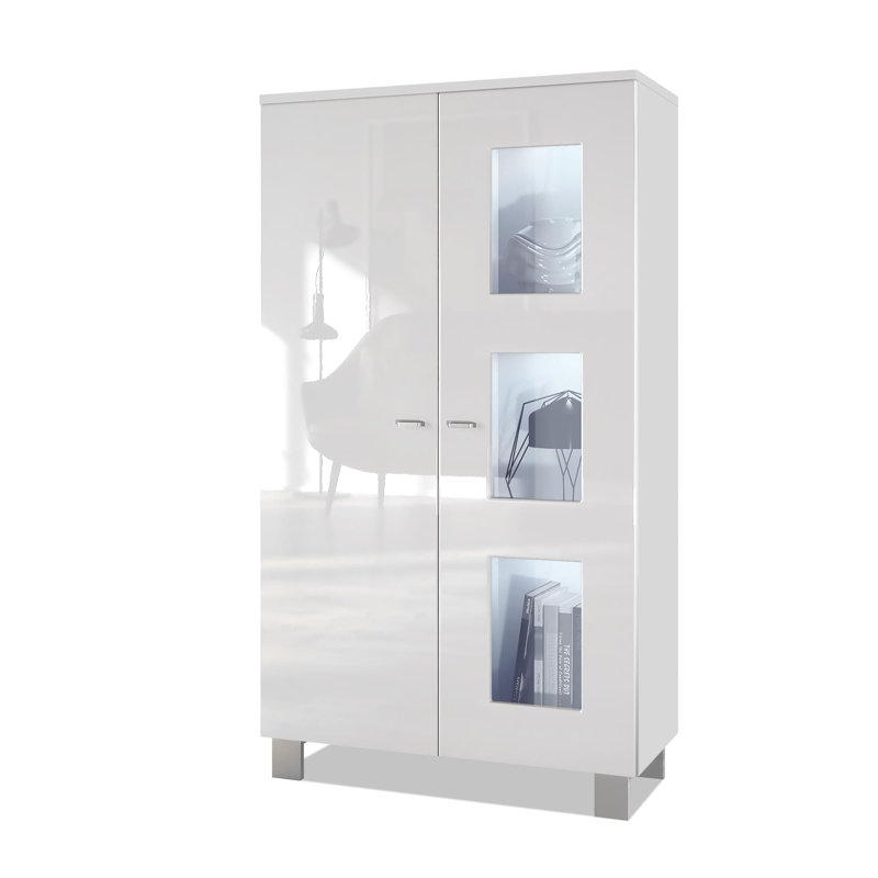 Display Cabinet, White/White, With