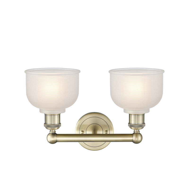 Éclairage pour meuble-lavabo 2 lumières 14,5 pouces Shawnee, Blanc, Laiton antique