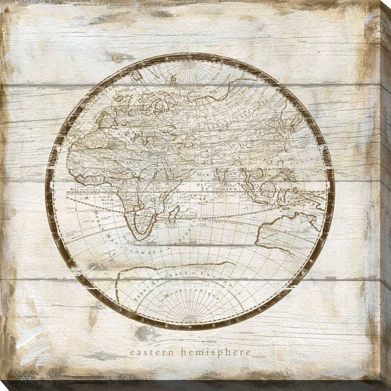 Eastern Hemisphere par Carol Robinson - Peinture, L 18 po x H 18 po, Toile tendue