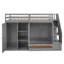Lit mezzanine fonctionnel avec 3 tablettes, 2 armoires et 2 tiroirs, échelle avec rangement, aucun sommier nécessaire-891996541