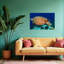 Swimming Sea Turtle Peaceful Serene Tranquil Turtle Nature Ocean Wall Art Print-418540173