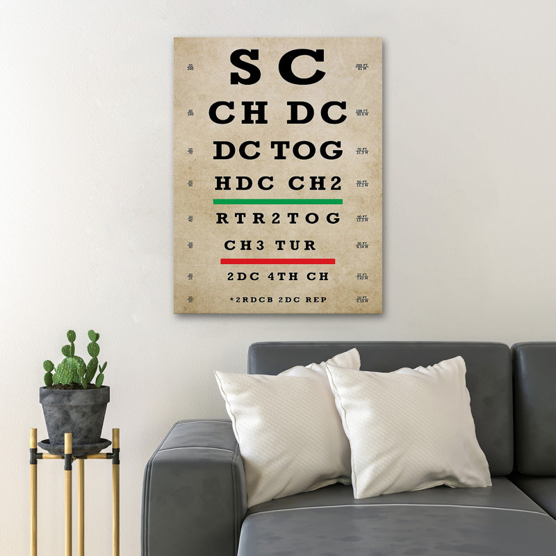 «Board To Read Crochet Pattern» - SC CH DC DC TOG HDC CH2 - 1 pièce, impression sur toile tendue, H 20 po x l 16 po x P 2 po
