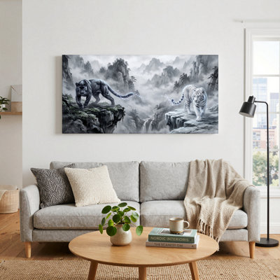 Black Panther White Tiger Canvas Wall Art Set Of 1