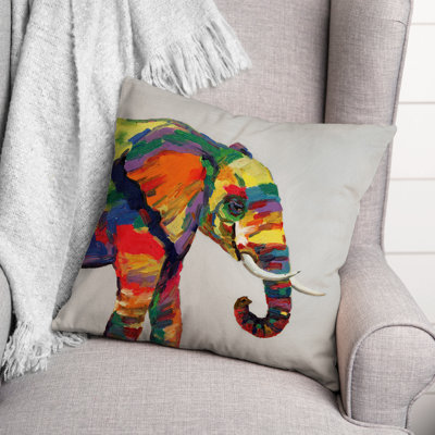 Housse de coussin carrée d’extérieur Bright Elephant