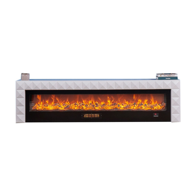 White Solid  Wood TV Cabinet Fireplace, White