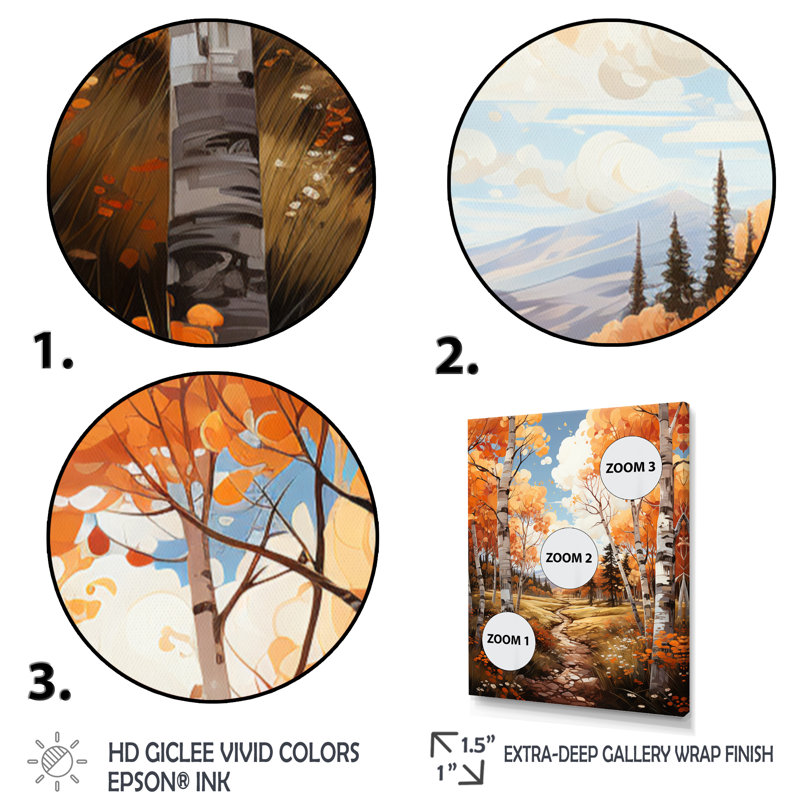 «Decollete Birch Woods Autumn Whispers VII», reproduction d'art sur toile, Toile tendue, H 32 po x l 16 po x P 1 po