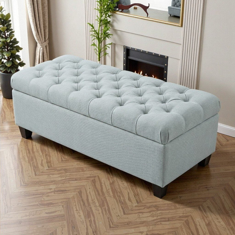 Banc de repose-pieds en bois massif l 50,25 po avec charnières de sécurité pour le rangement et les sièges