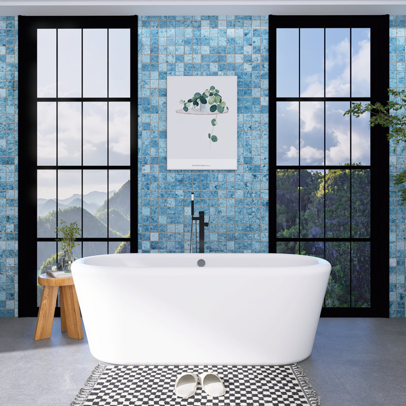 Baignoire de trempage autoportante en acrylique 67 po. X 31,5 po.