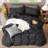 MooMee Striped Duvet Cover Set 100% Washed Cotton Linen Like Textured-124390642-105229475