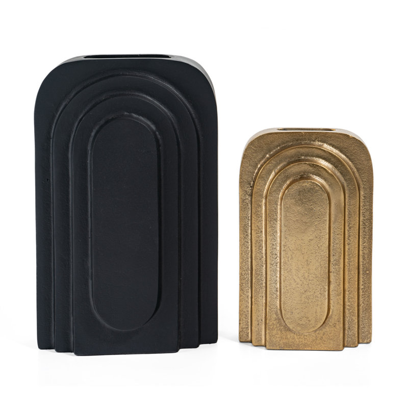 Black Cast Aluminum Art Deco Table Vase