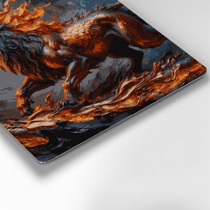 Art mural en métal Sci Fi Chimera bête cracheur de feu brun, H 12 po x l 12 po