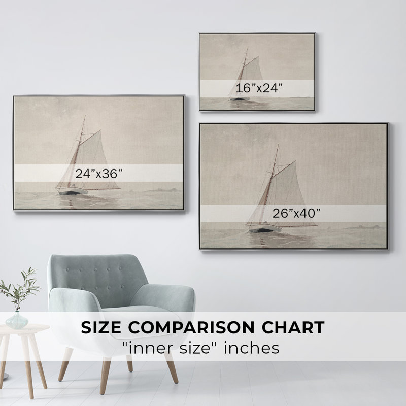Rétro nautique - Cxxi, 27" H x 41" W, Toile argentée avec cadre flottant