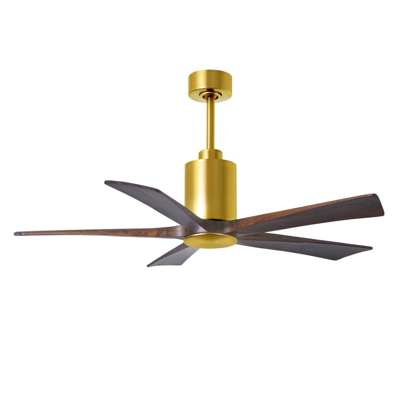 Patricia 52'' Ceiling Fan with LED Lights, Walnut Tone, Brushed Brass