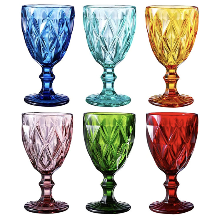 Gibson Home Rainbow Hue 4-Piece Glass Goblet Set