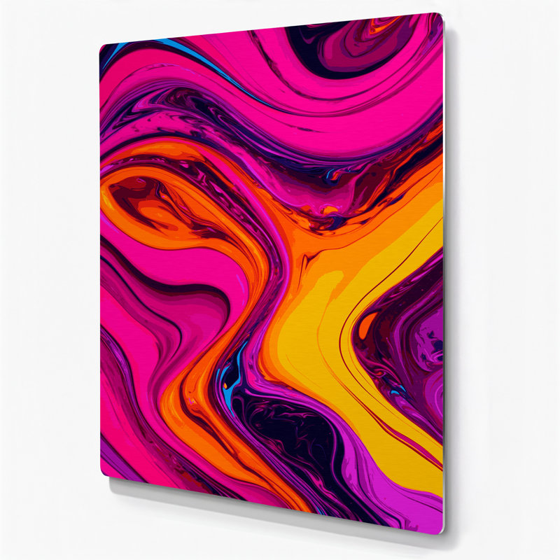 Art abstrait abstrait en métal rose 27, H 16 po x l 20 po