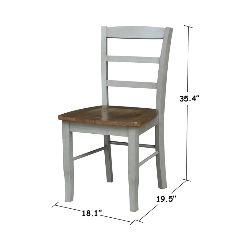 Gadmann Pedestal Extendable Solid Wood Dining Set, Hickory/Stone, 3 Pieces: Table, 2 Chairs