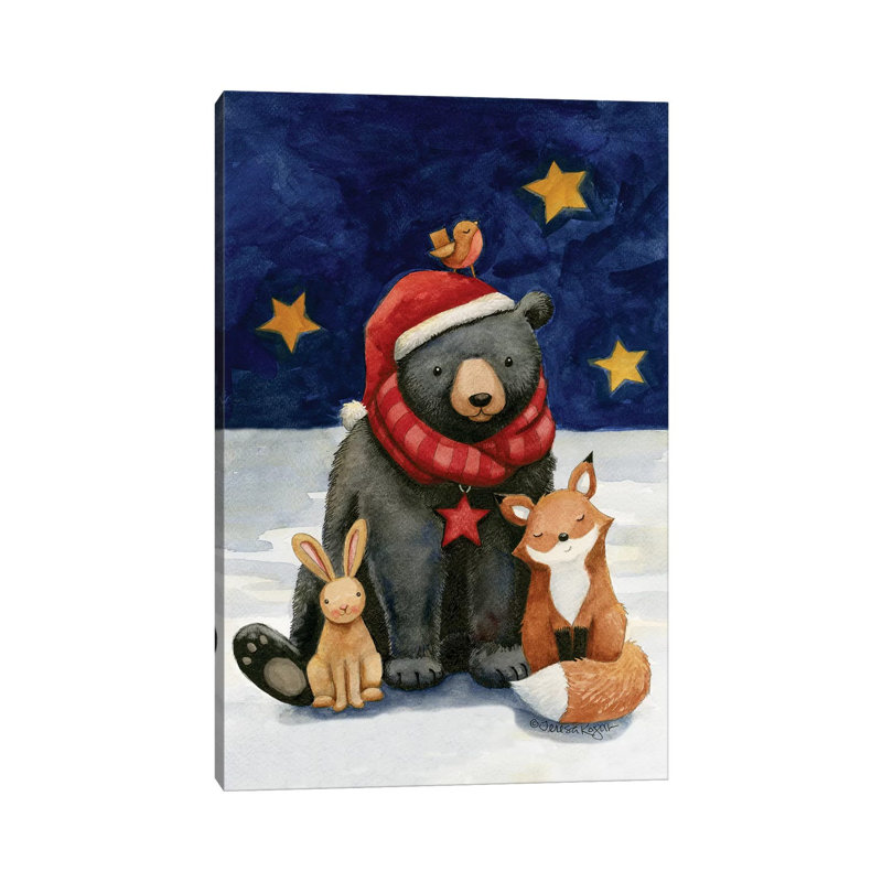 Black Bears Buds by Teresa Kogut - Painting on Canvas, Wrapped Canvas, 45.72cm H x 30.48cm W x 1.91cm D