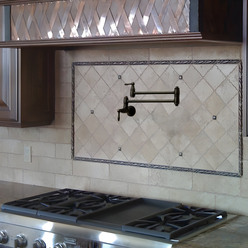 Wall Mount Brass Pot Filler with 2 Handles, Oil Rubbed Bronze
