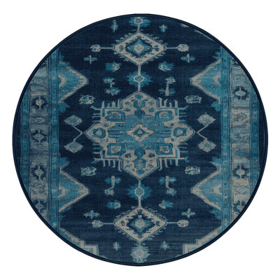 Machine Washable Overdyed Blue Area Rug