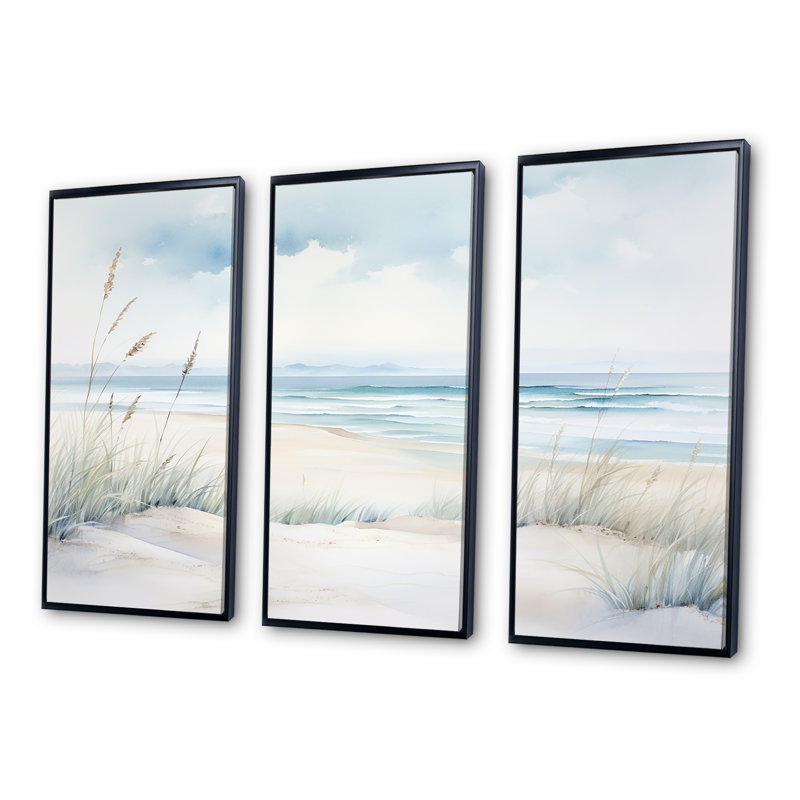 Ensemble de salon Soft Color Beach Horizon III - Coastal Minimalisme, H 28 po x l 36 po x P 1 po, Cadre flottant noir