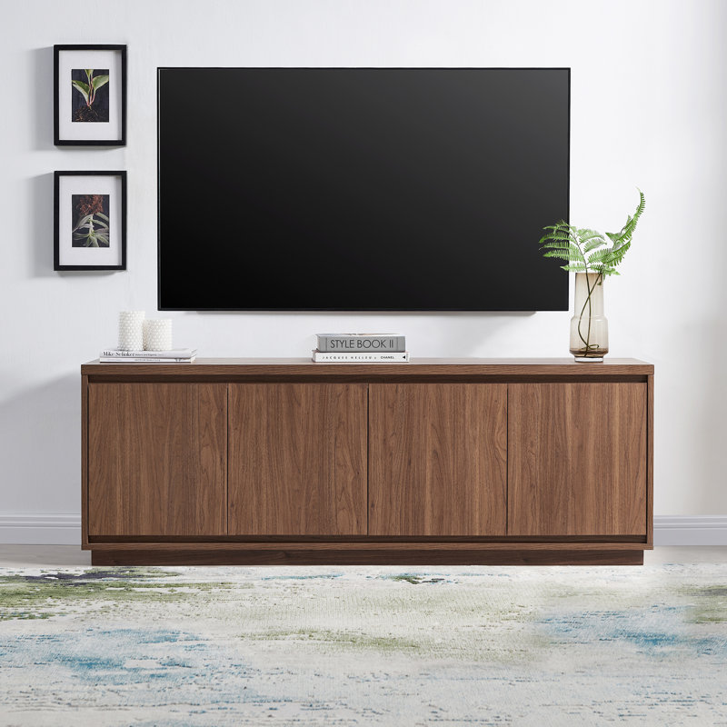 Presque Rectangular TV Stand for TV's up to 75" in Satin Walnut, Satin Walnut