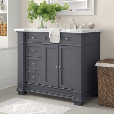 Meuble-lavabo simple 42 po avec plateau en marbre Rea de Rea
