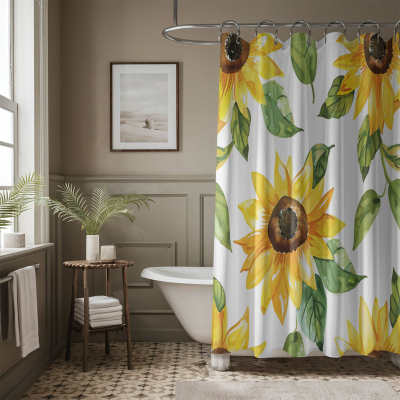 Rideau de douche 1 pièce Bright Sunflower Art, H 74 po x l 71 po