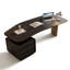 Bureau en bois manufacturé courbé noir et bronze avec 3 tiroirs-131409886