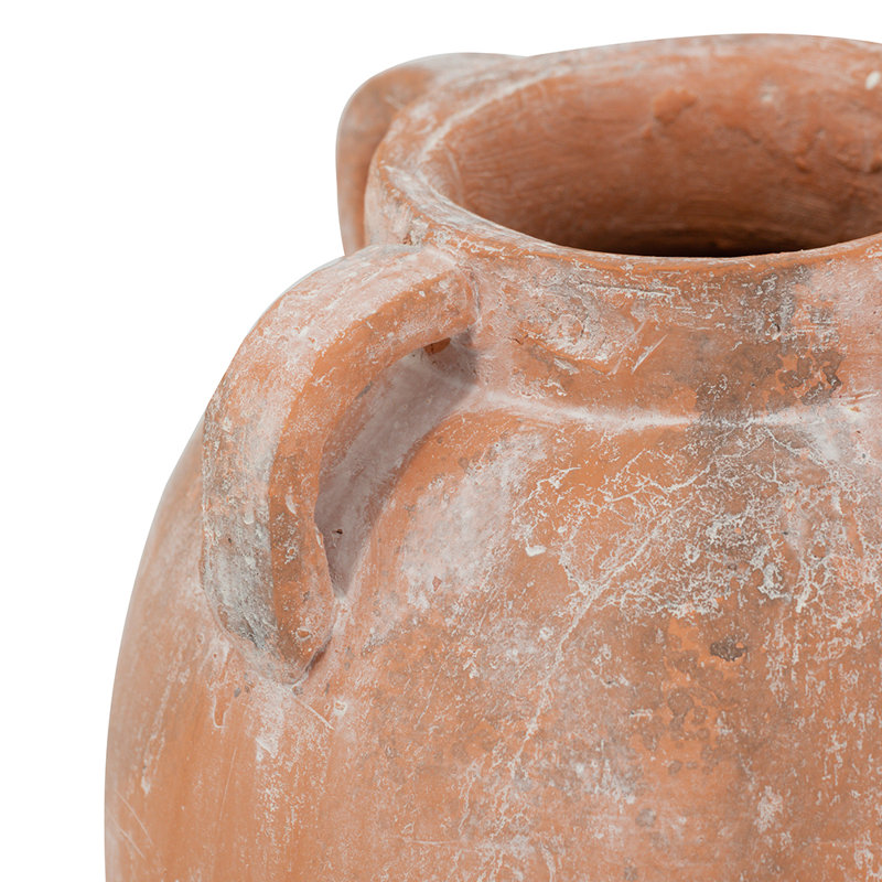 Round Terracotta Vase with Subtle Ribbed Design