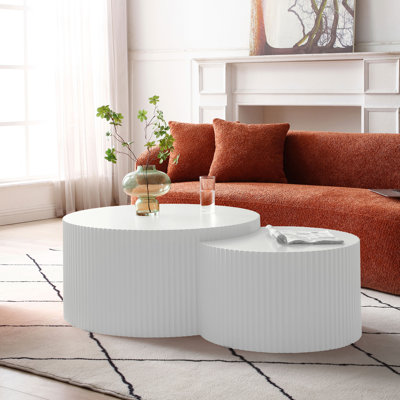 Loula Nesting coffee table,Cocktail tables,Living room tables with Vertical Stripe Design
