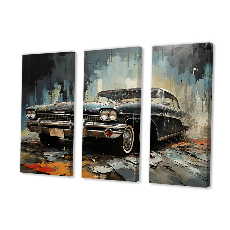 «Abstract Car Vintage», ensemble d'art sur toile rétro, H 40 po x l 60 po x P 1 po