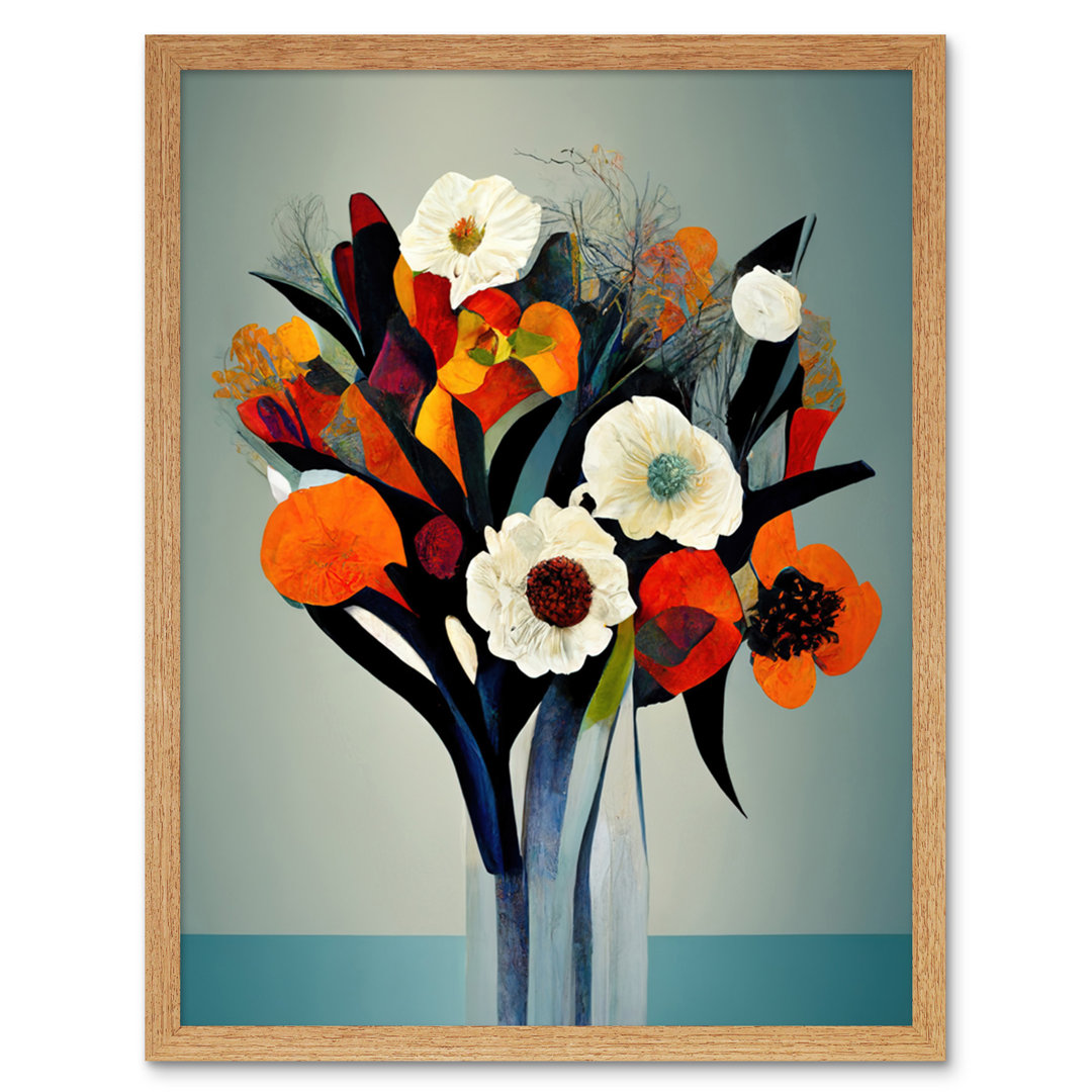 Modern Abstract Winter Flower Floral Bouquet - Rectangle Print