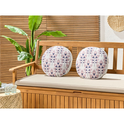 Alysan Torretta Indoor / Outdoor Floral Beige Circular Scatter Cushion With Filling