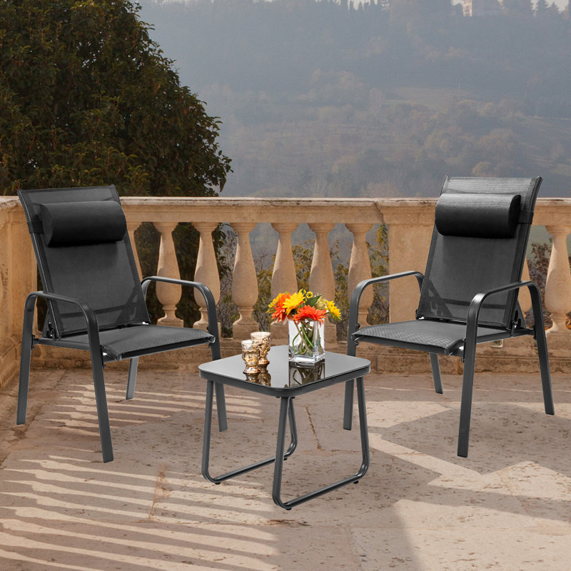 Tishara 2 - Person Patio Conversation Set, Black
