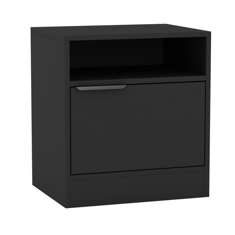 Swarn 114.3cm W Solid Wood Bedside Table, Black