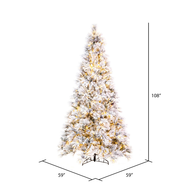 9' H Lighted Artificial Pine Christmas Tree
