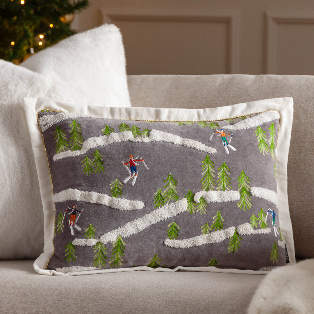 Winter Alpine Cushion Cover Abstract Grey Rectangular Throw Pillow Cover